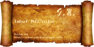 Imhof Mónika névjegykártya