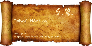 Imhof Mónika névjegykártya